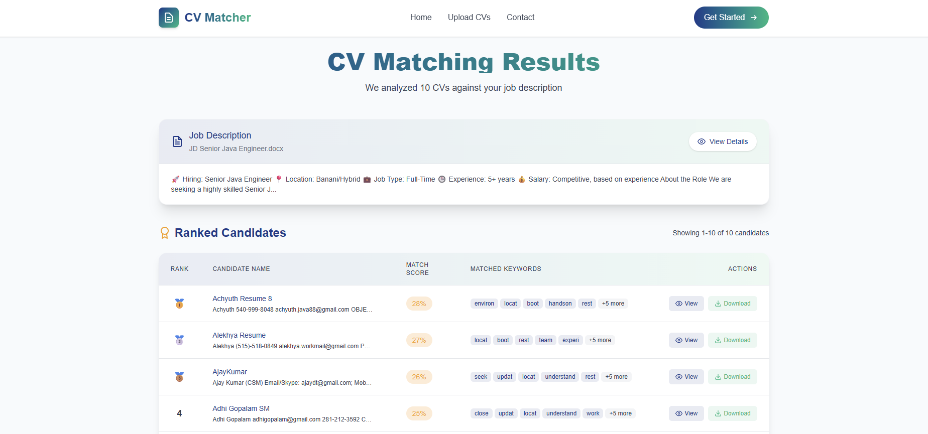 AI CV Matcher